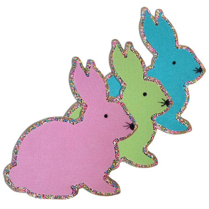 Felt Bunny Hanger 3 Asst 8" - Green/Pink/Blue for wholesale by David Christopher's Collection