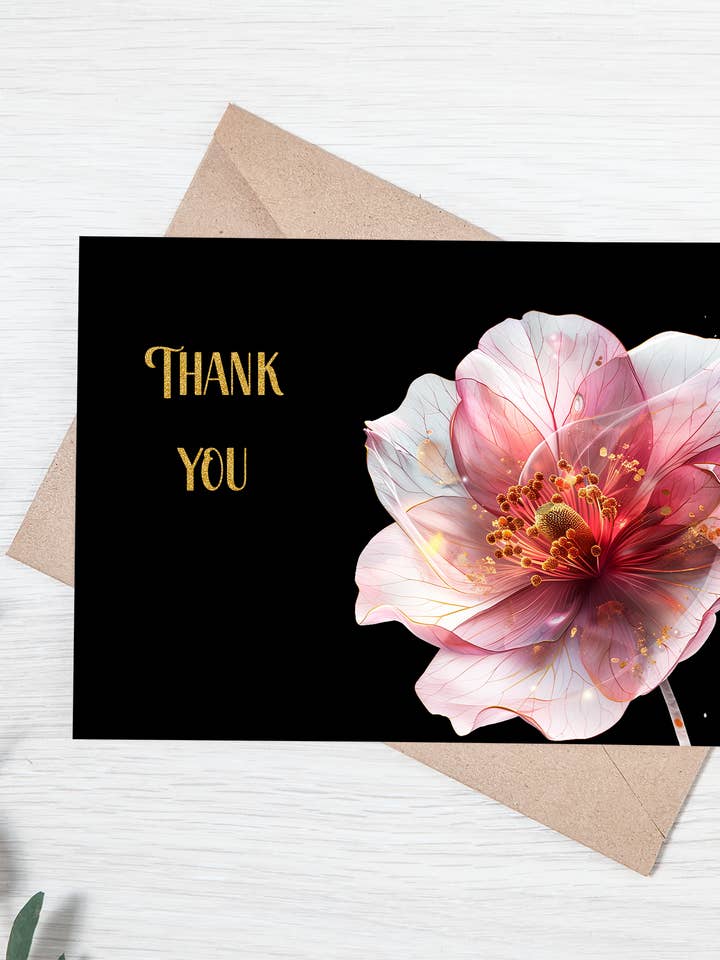 Ethereal Blooms - Biglietto di ringraziamento - Elegante biglietto floreale per la vendita all'ingrosso da parte di Homemade Hollydays Wholesale