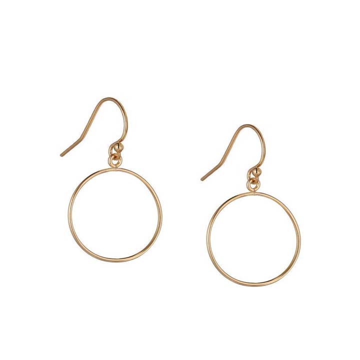 Boucles d'oreilles pendantes cercle ouvert en or pour la vente par Something Silver