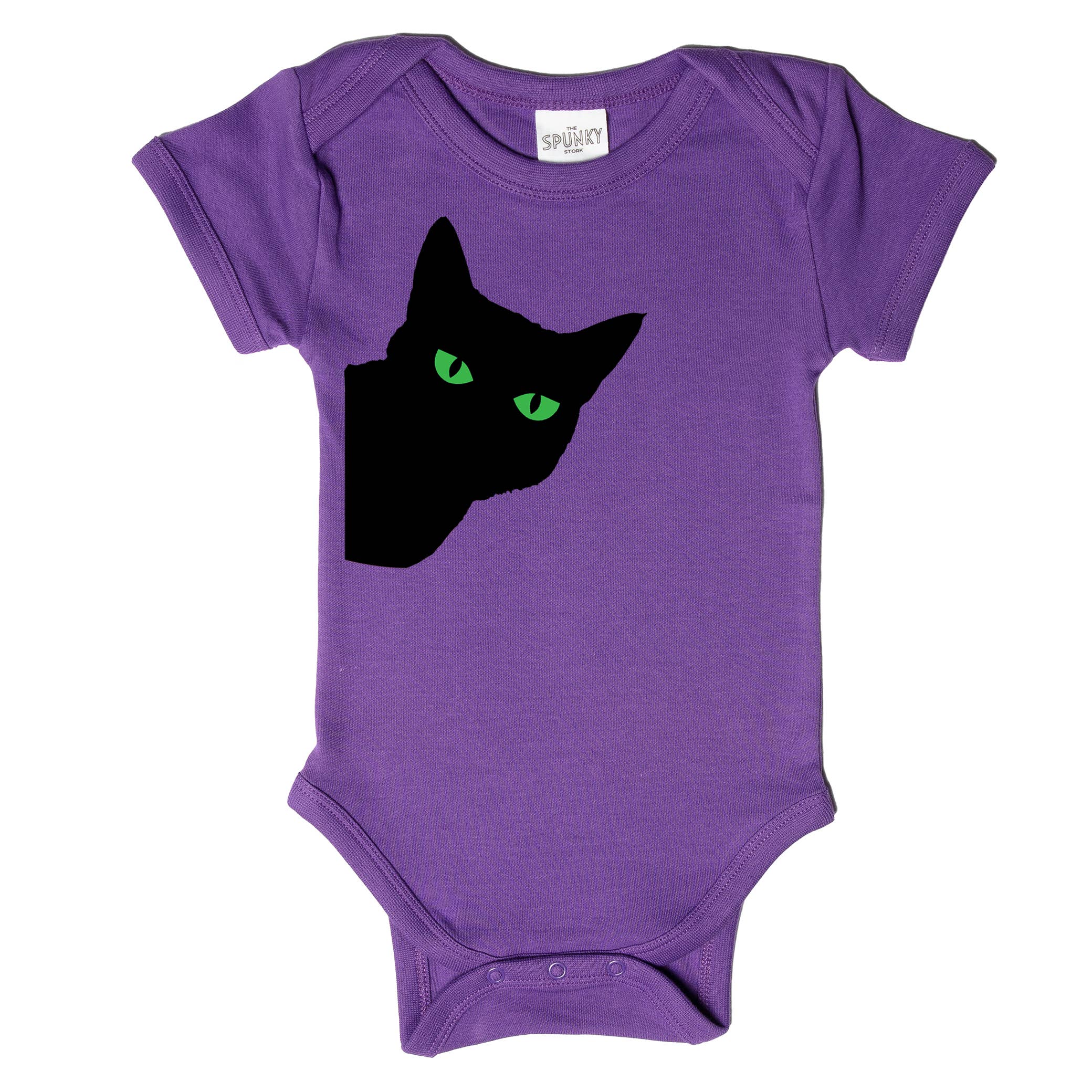 Spunky Stork - Wholesale Screen Printed T-Shirt - Kids - Black Cat Green Eyes Spooky Halloween Baby Toddler Shirt6