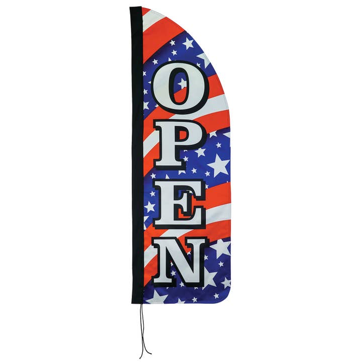 4' HD Open Stars & Stripes Double Sided Feather Banner for wholesale by In the Breeze, LLC.