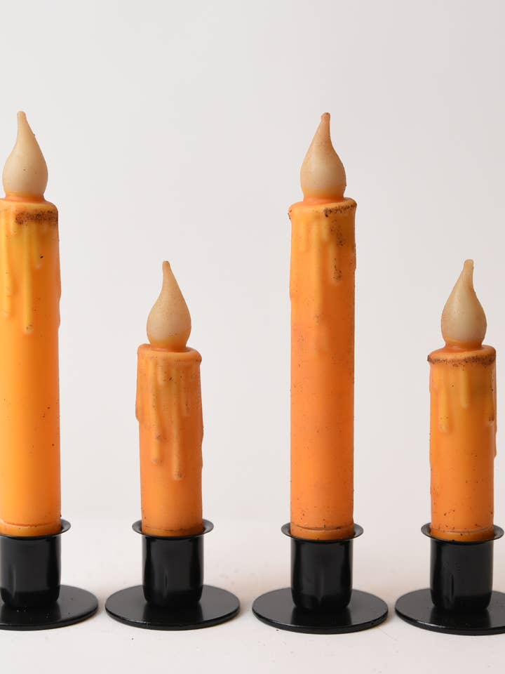 Bougie effilée à LED avec minuterie Moutarde pour la vente par LMS Wholesale