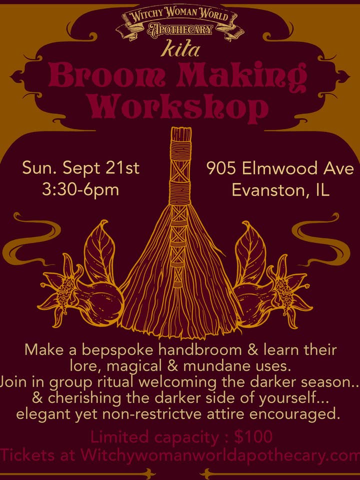Taller de fabricación de escobas en septiembre y octubre con Kita para venta al por mayor de Witchy Woman World Apothecary