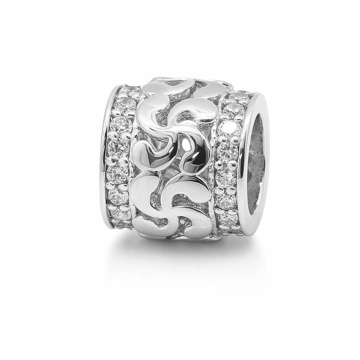 TALISMAN JEWELLERY (D&Fidanverdi, S.L.) - Wholesale Individual Charm/Pendant - Lauburu Basque Cross Charm/Silver Rhodium-Plated 925 and Oz1