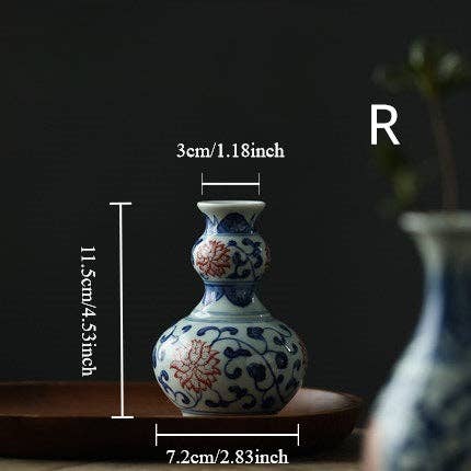 Gohobi （We cover U.S. import duties） - Wholesale Vase - Gohobi Hand-painted Blue and White Porcelain Vase (Red Flowers)17