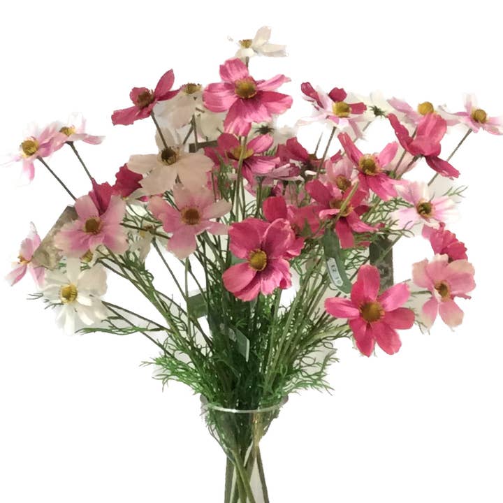 Mezu Silk Flowers – wholesale Artificial flowers – Artificial White Cosmos Daisy Silk Spray Stem