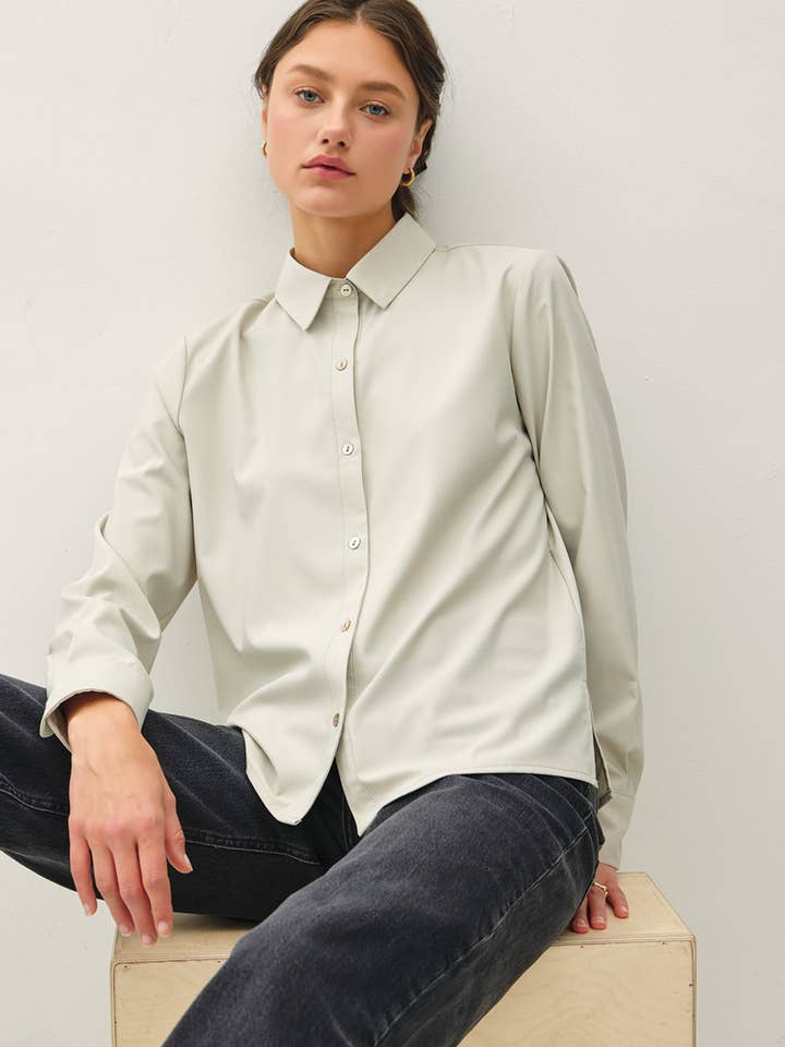CLASSIC SILKY BUTTON UP COLLARED SHIRT for wholesale by Be Cool