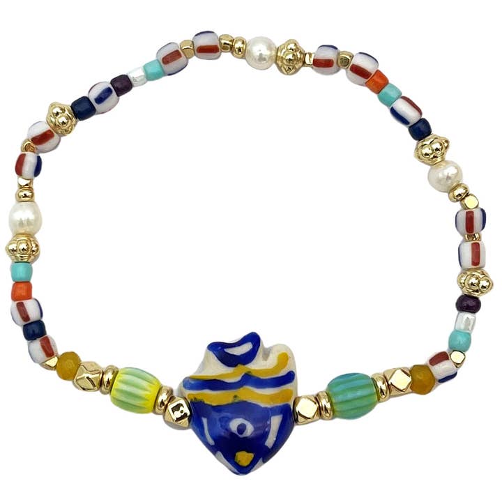 Blue Lagoon Fish Charm Bracelet for wholesale by Retro Forever