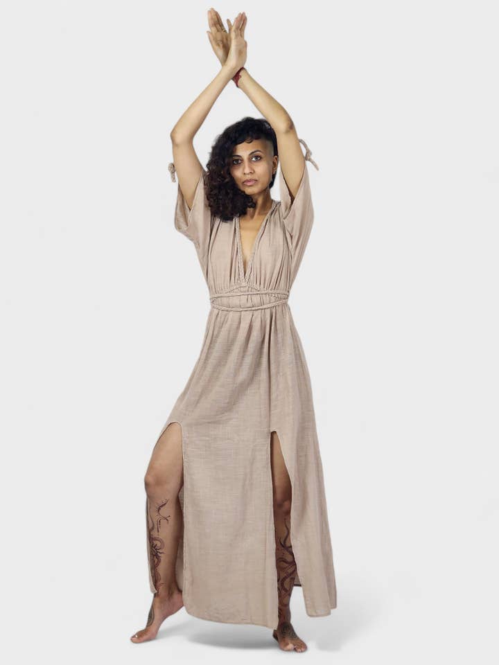 Sacred Ceremony - Wholesale Dress - Women's - Dusty Rose Organic Cotton Rope Goddess Maxi Dress11