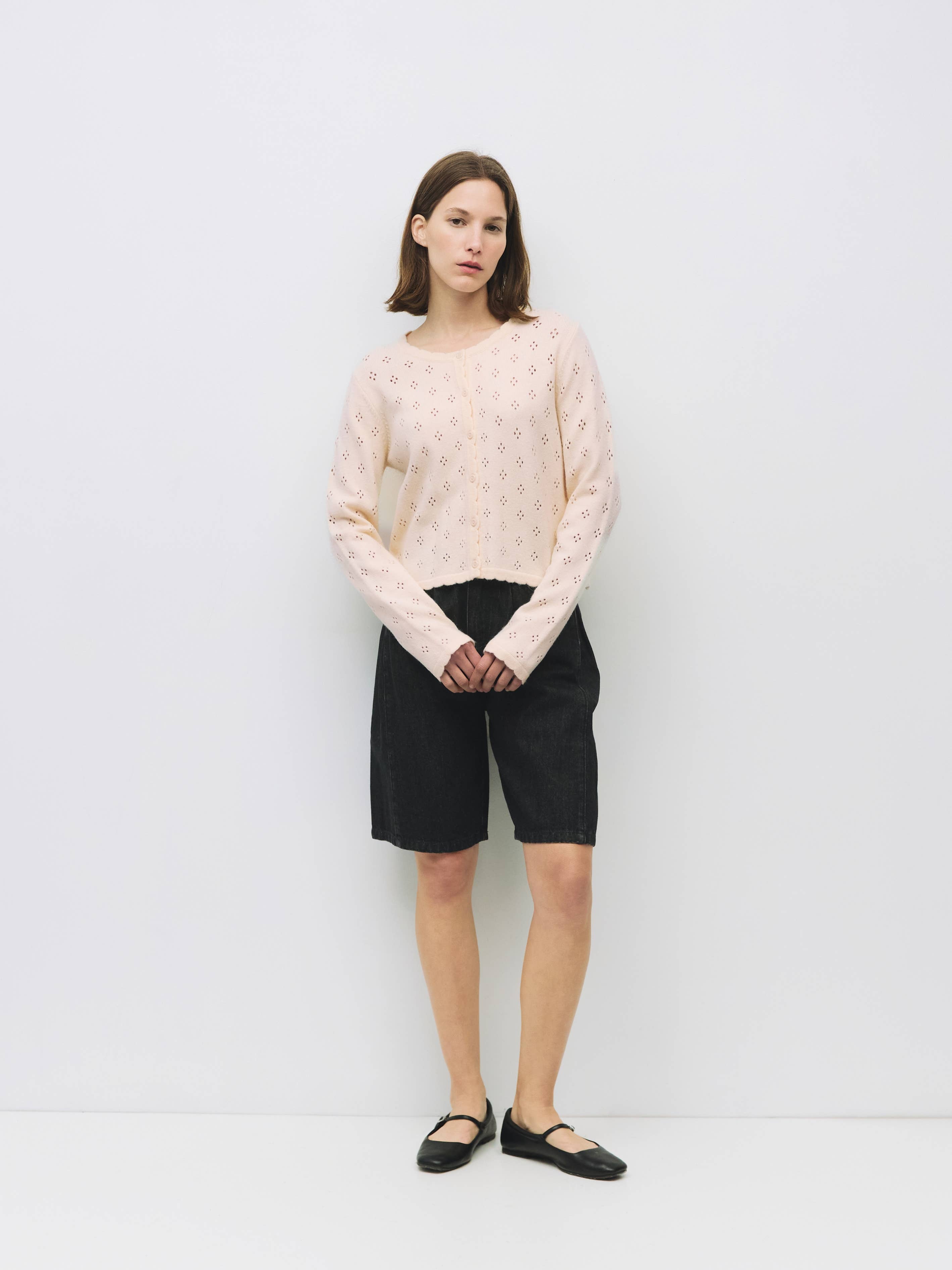 MOD REF - Wholesale Cardigan - Women's - The Carmela Cardigan | Scalloped Pointelle Cardigan15