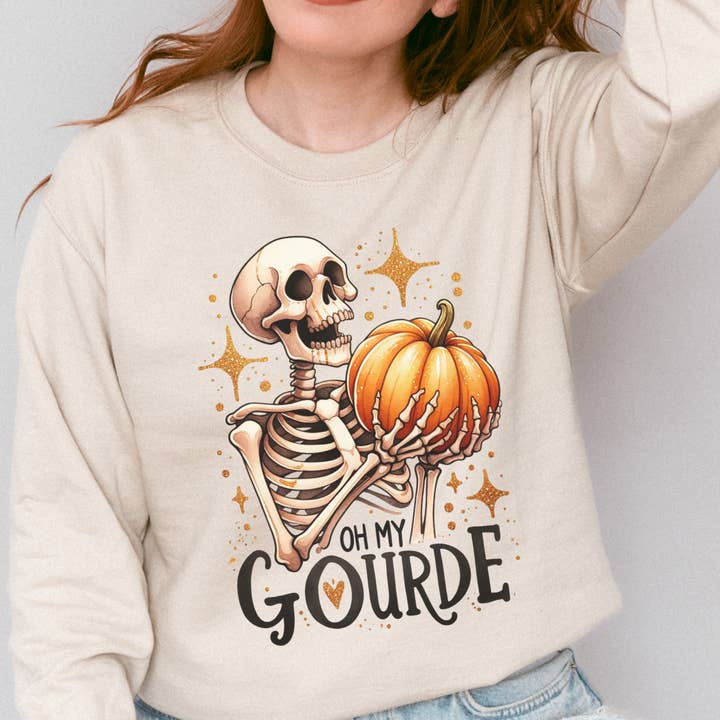 Oh My Gourde Skeleton Fall Pumpkin Halloween Unisex Heavy Blend Crewneck Sweatshirt for wholesale by with love, aj.