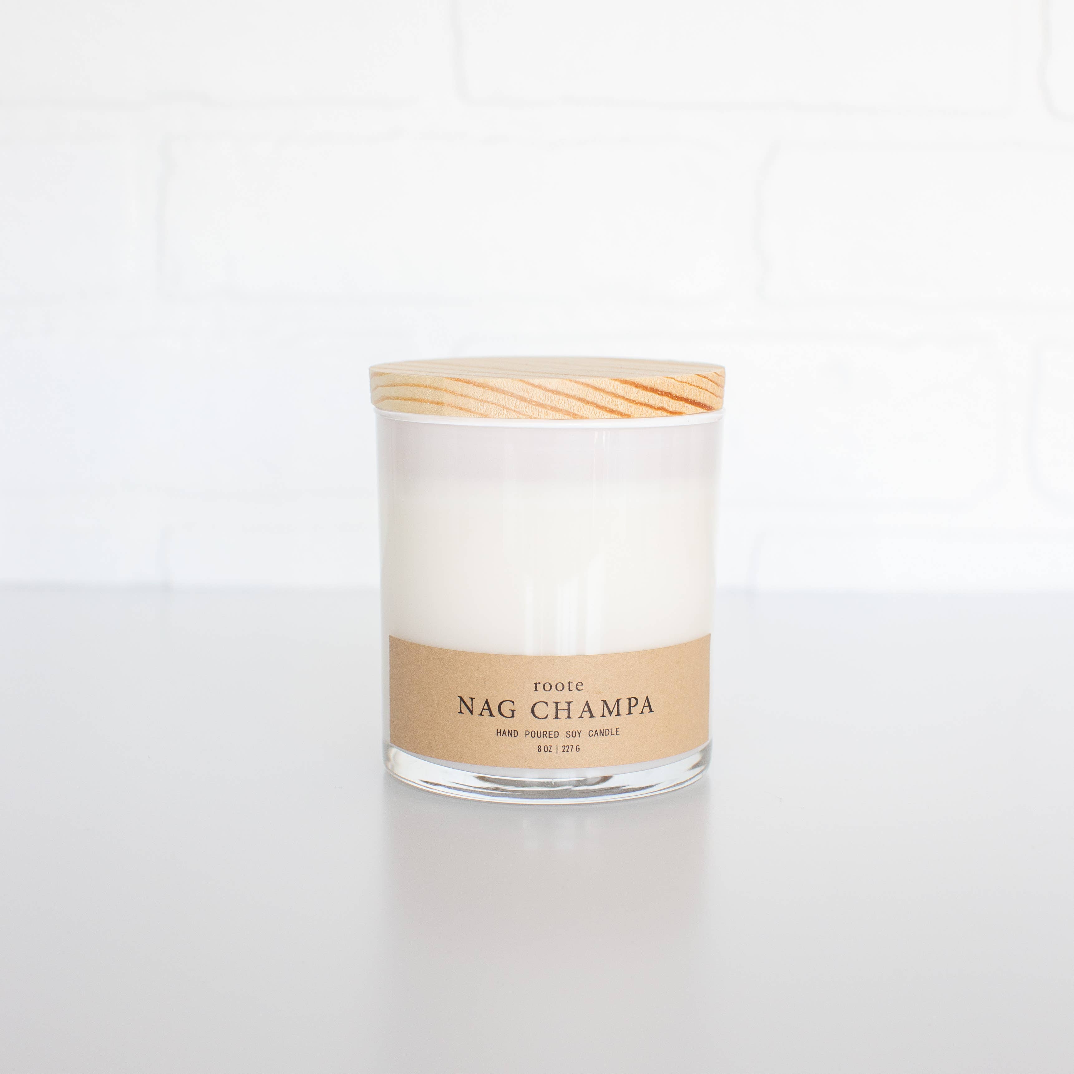 roote - Wholesale Jar/Filled Candle - Apothecary - Nag Champa Scented Soy Candle White Tumbler1