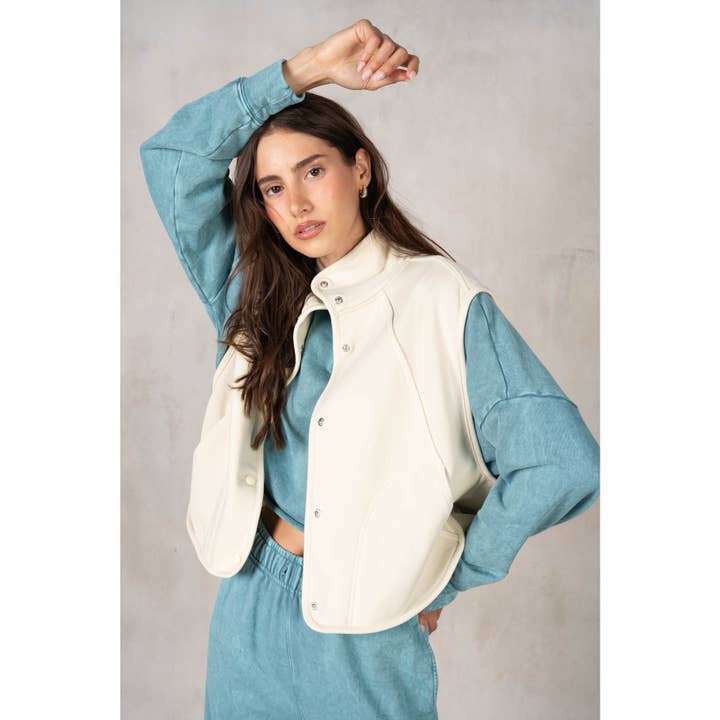 Cotton Loop Terry Vest with Snap Buttons for wholesale by lalamia