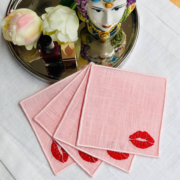 Set of 4 Valentine Red Lips Linen Cocktail Napkins and other Purchase Wholesale tissue paper australia. Free Returns & Net 60 Terms on Faire trending on Faire.