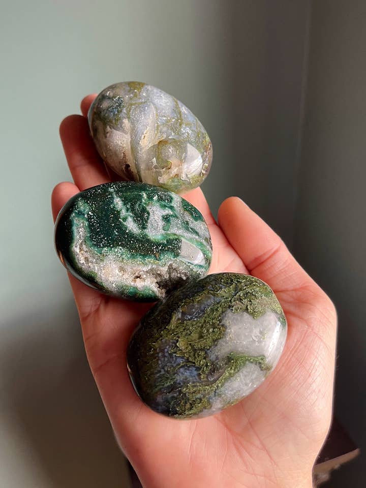 Moosachat, Palmensteine, Moosachat, Kristall, Sorgenstein, Polieren für den Großhandel von Tumbledshop