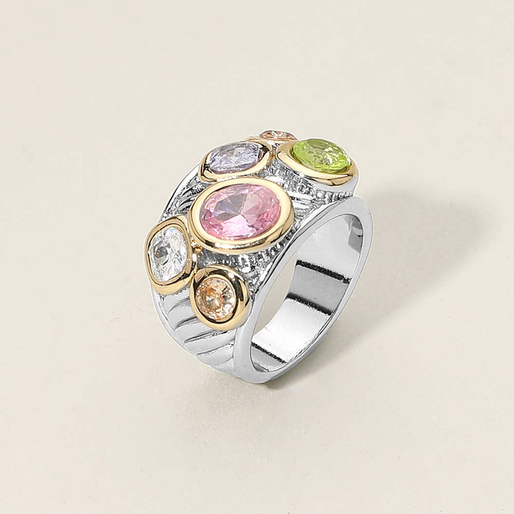 Sensibling Corp. – wholesale Ring med flera stenar – Ring med flerformade färgade CZ-stenar