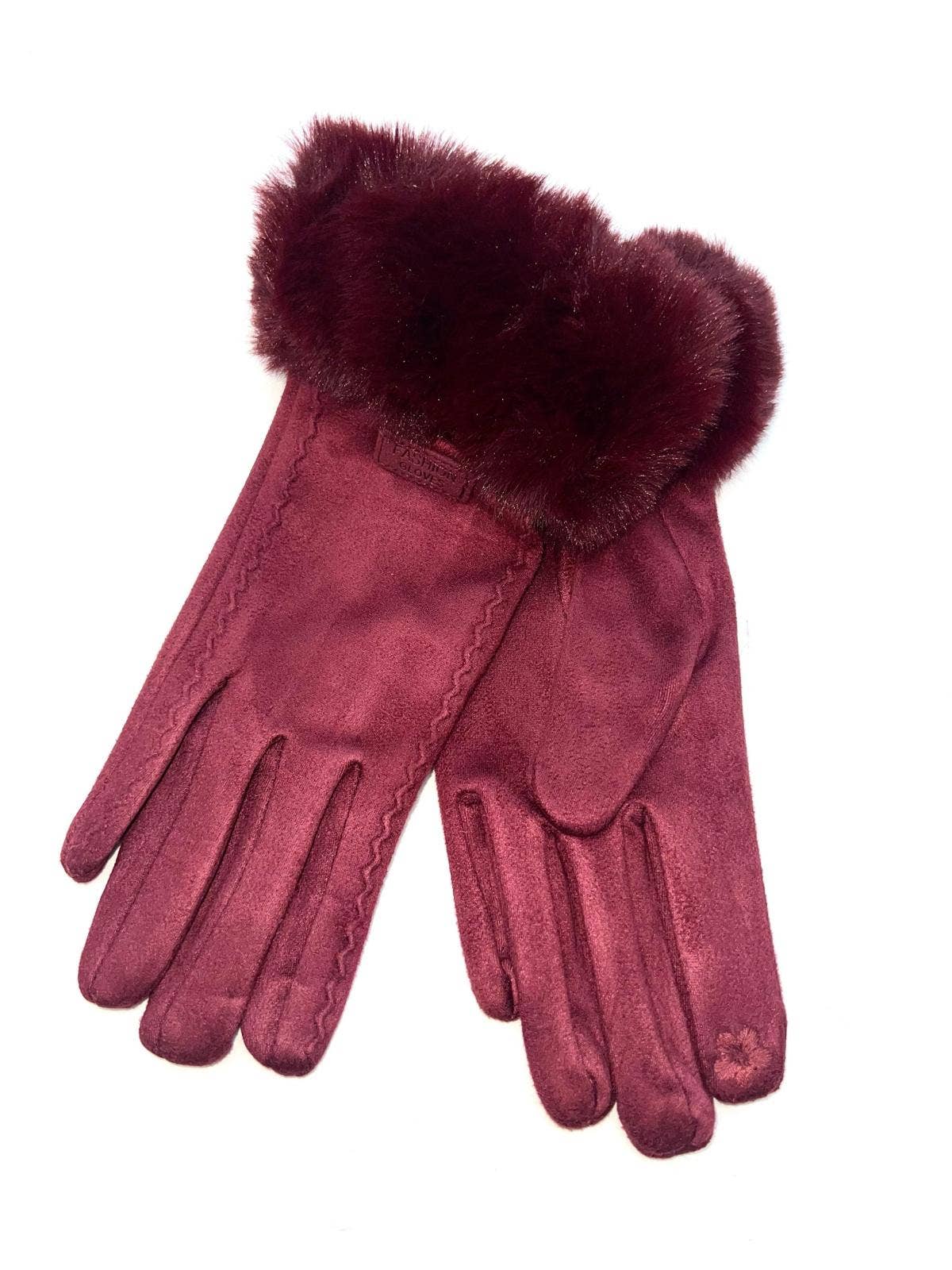 LINETA - Wholesale Gloves - Women's - ST-3009 Single glove with faux fur trim11
