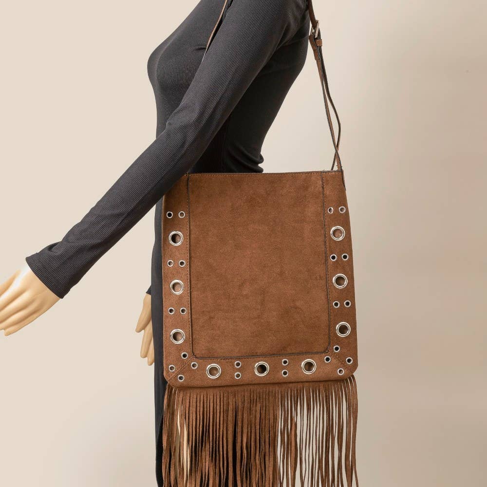 Anarchy Street - Vente Tote bag – femme - Sac cabas à franges avec œillets en daim7