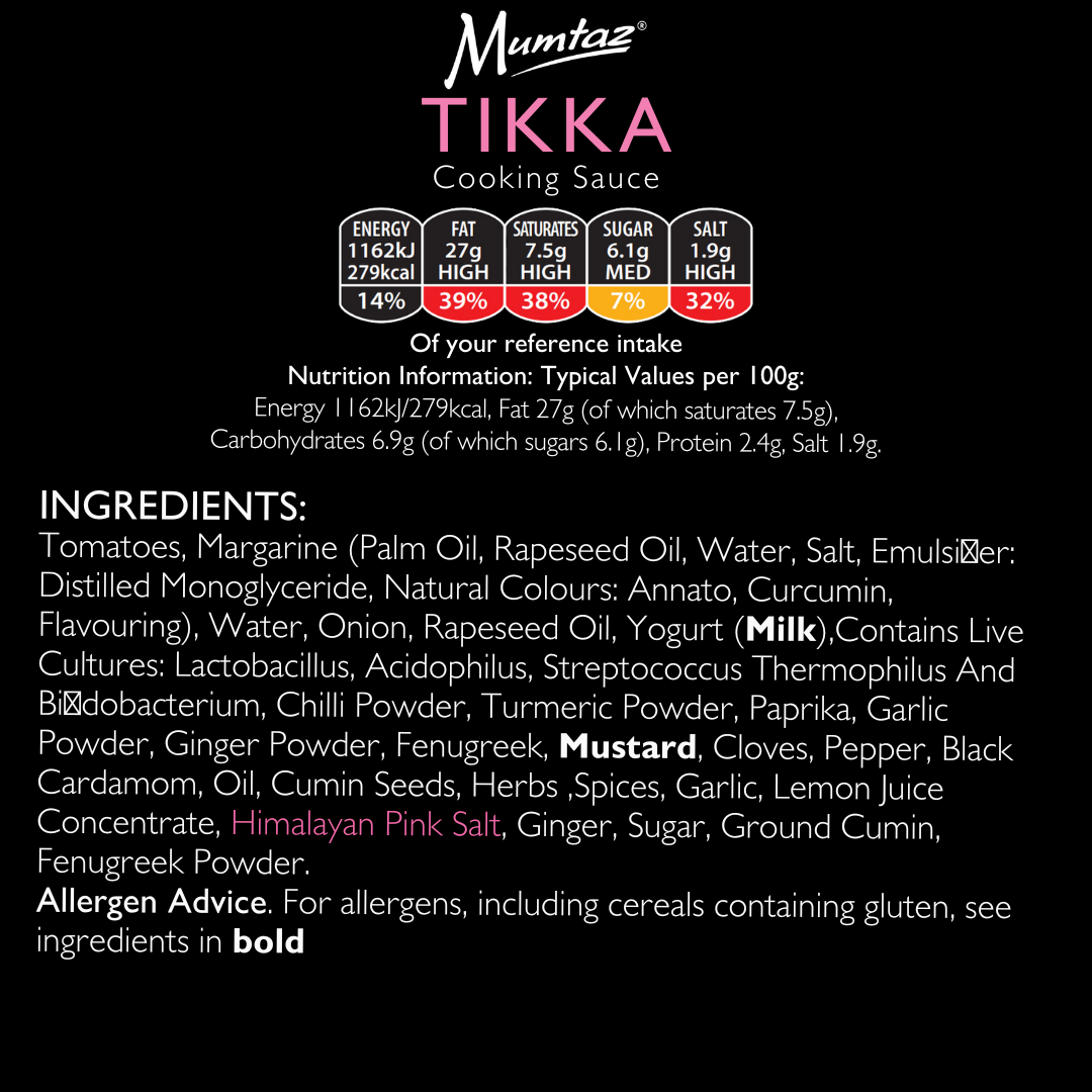 Mumtaz - Vendita all'ingrosso Salse - Confezione di salse da cucina Mumtaz Tikka - 6x350g3
