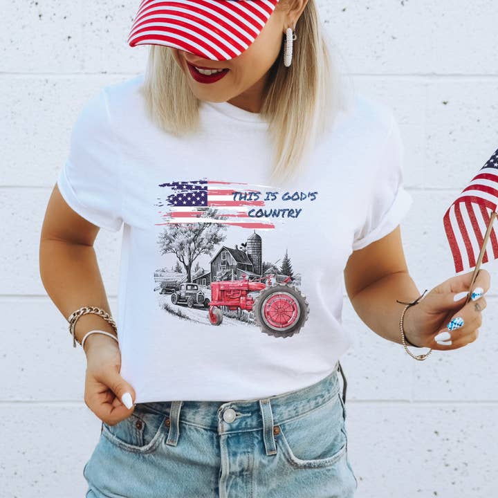 This is God's Country Patriotic Farm T-Shirt for wholesale by Trendznmore - Modern Graphic Apparel