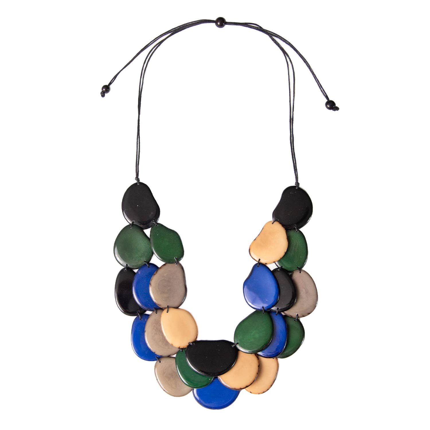 Organic Tagua Jewelry - Vente Collier de perles - Collier Amigas avec tranches plates de tagua superposées36