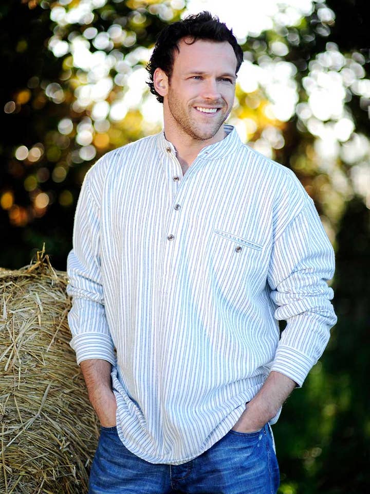 Chemise Grand-père Flanelle Rayée Bleu Ivoire (LV2) pour la vente par Lee Valley Ireland