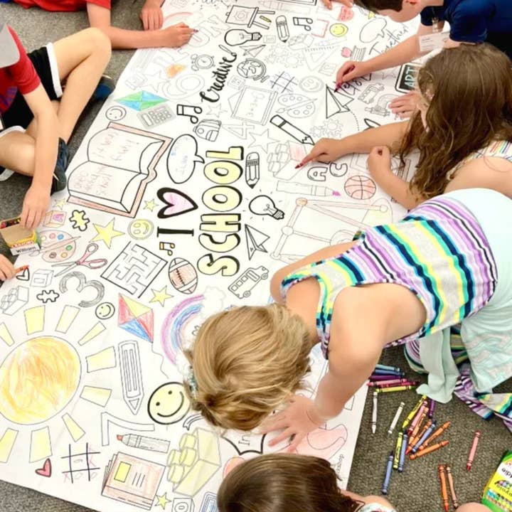 Back to School Coloring Tablecloth for wholesale by Creative Crayons Workshop