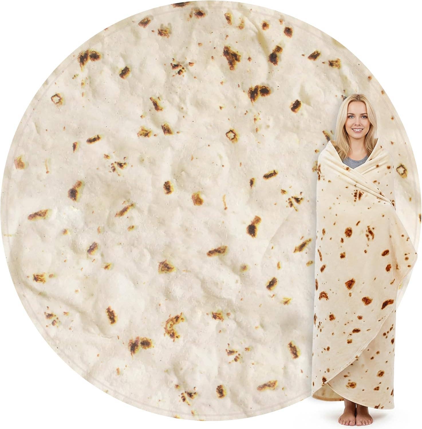 Zulay Kitchen - Wholesale Throw Blanket - Burrito Blanket Flour Tortilla Design13