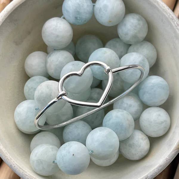 Brazalete de plata de ley con forma de corazón completo para venta al por mayor de Heidi J Hale