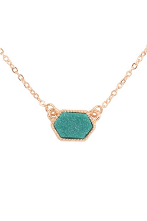 MYS Wholesale Inc - Wholesale Jewelry Set - Druzy Hexagon Pendant Necklace Earring Set9