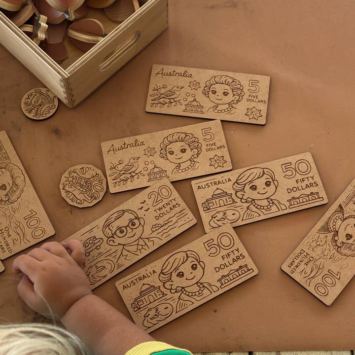 Australian Play Money Set for wholesale by Timber Tots