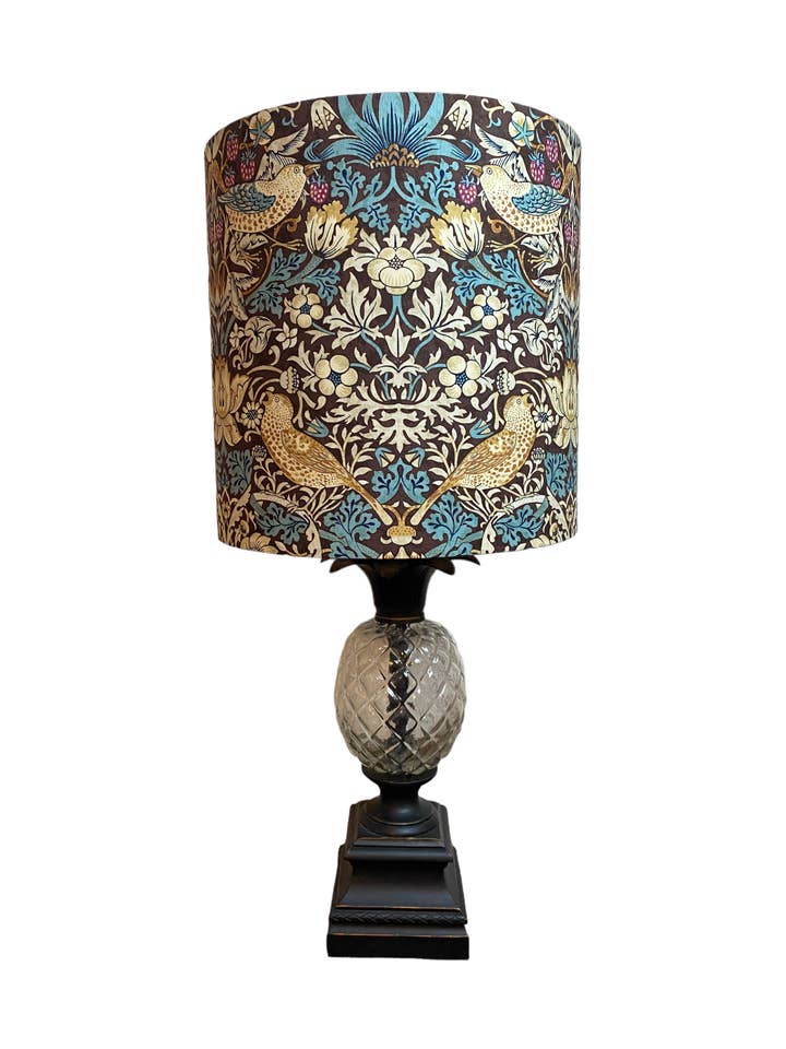 William Morris Kelmscott Strawberry Thief Teal Handmade Lampshade for wholesale by LouSeal Handmade Lampshades