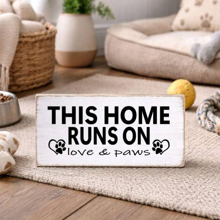 THIS HOME RUNS ON LOVE AND PAWS for wholesale by Dudley's Cottage & Gifts