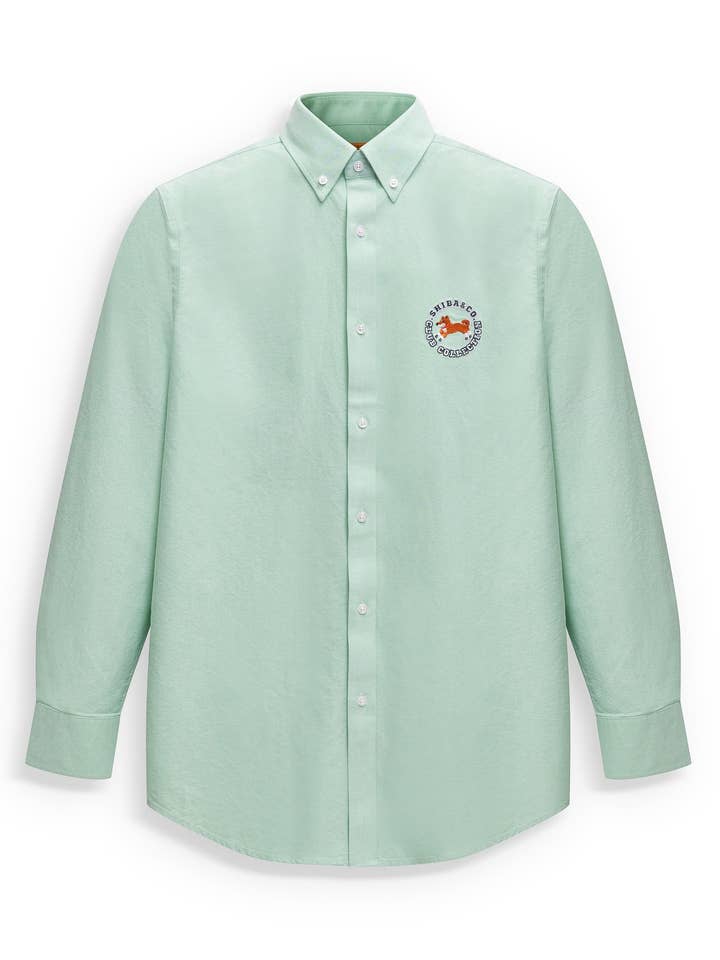Club Shiba Embroidered Oxford Shirt - Park Mint for wholesale by SHIBA & Co