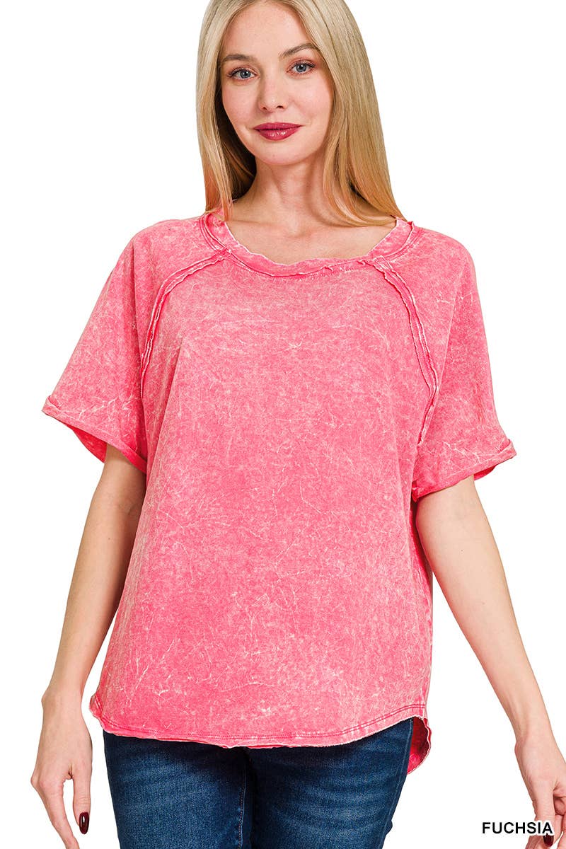 42POPS - Vendita all'ingrosso Maglietta - Donna - ",....Magliette a maniche raglan lavate con effetto stropicciato e toppa posteriore6