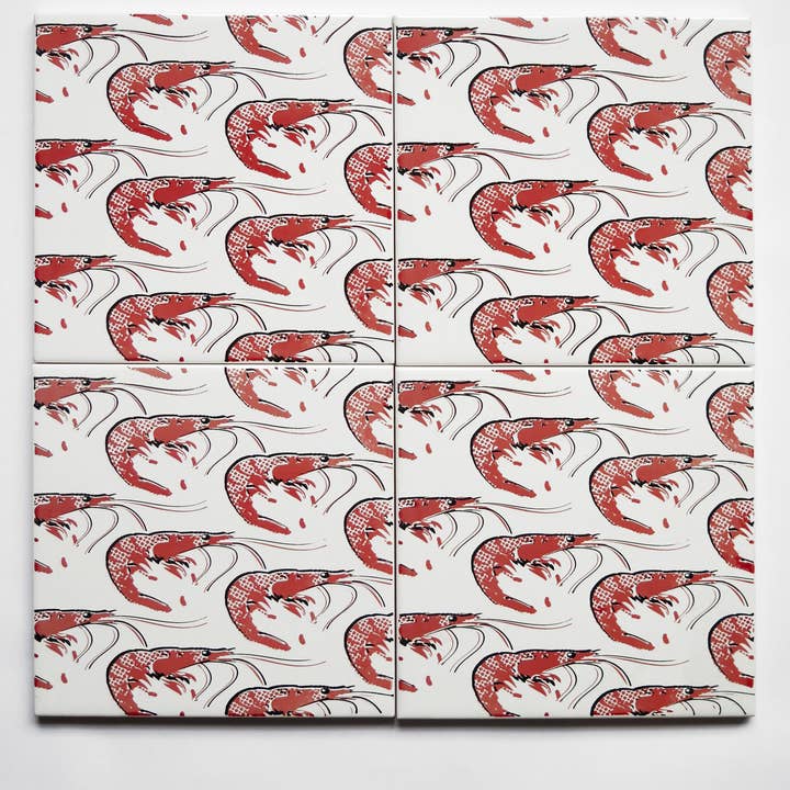 Mural Autocollant 4 carreaux, Crevettes pour la vente par Bussoga