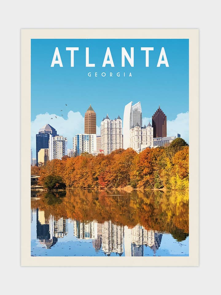 Atlanta, Georgia - Stampa da viaggio vintage per la vendita all'ingrosso da parte di Vintaprints