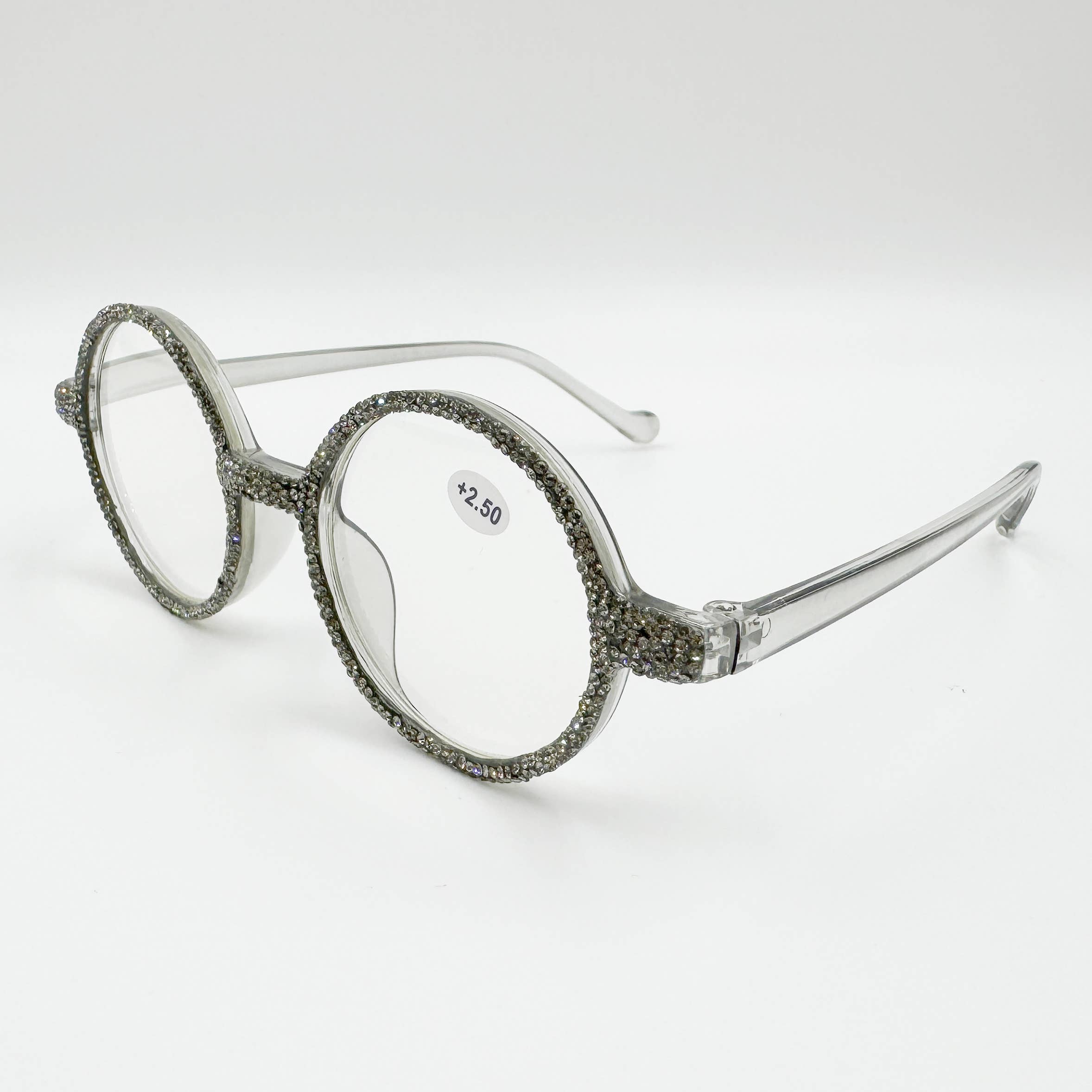 Ole - Vendita all'ingrosso Occhiali da vista - Donna - Lettori con cornice rotonda con strass fatti a mano GY 6