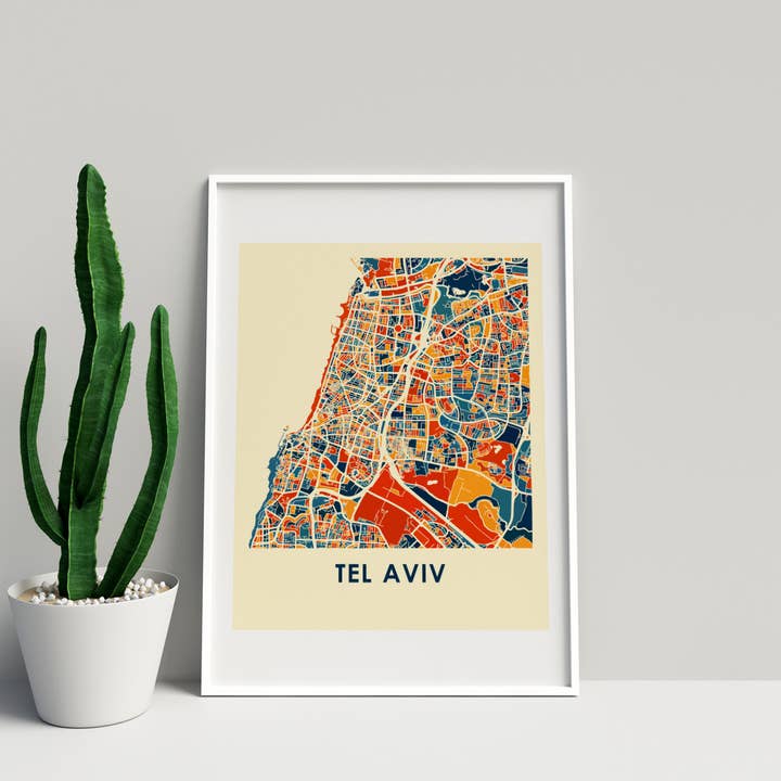 11" x 14" Pruisisch Tel Aviv Kaartafdruk - Chroma-stijl voor wholesale door ILIKEMAPS