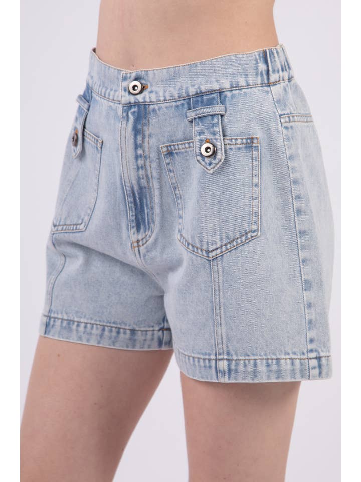 VERY J - Wholesale Shorts - Women's - NP70300-High Waist Washed Jean Y2K Shorts