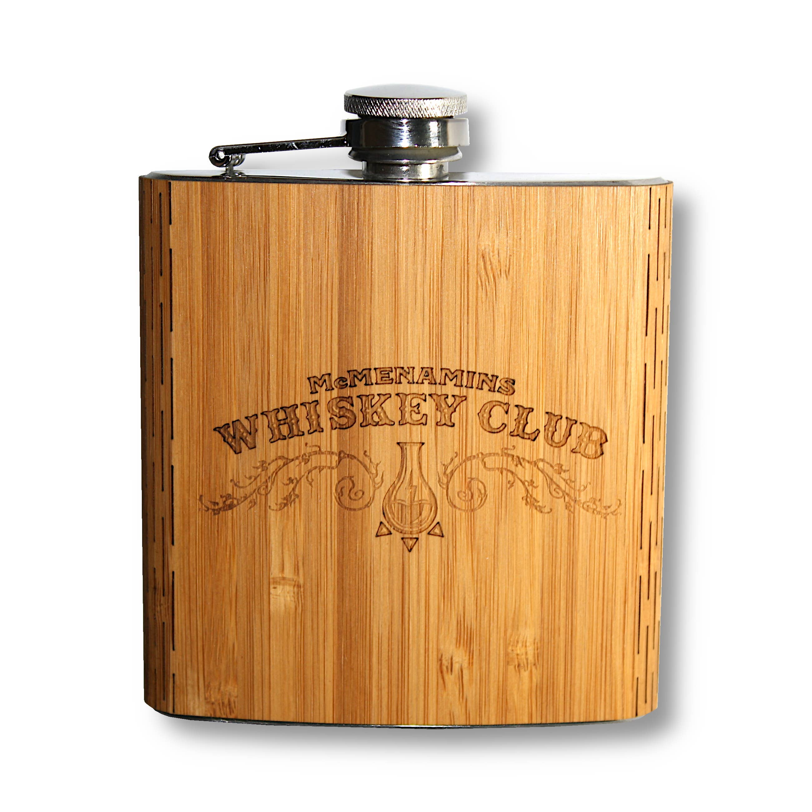 WUDN Handcrafted - Wholesale Flask - CUSTOM Wooden 6 oz Hip Flask, Laser-engraved with your logo8