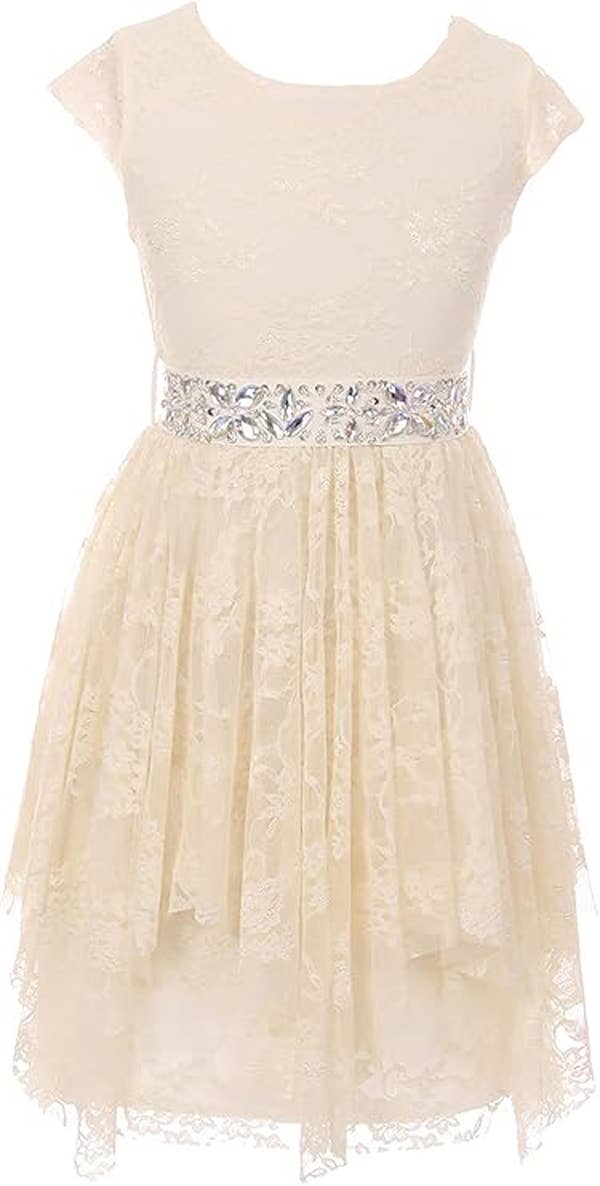 iGirlDress - Wholesale Dress - Kids - Girls Floral Lace Dress with Cubic Belt, Holiday Size 2-149