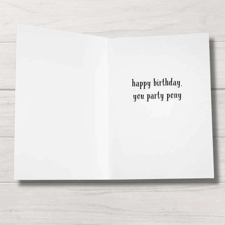 Fable & Sage - Vente Cartes d'anniversaire - Carte d'anniversaire avec un cheval, un poney de fête, une carte de vœux drôle avec un cheval