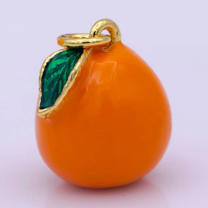 Mini Gold Orange Charm Enamel Tangerine Pendant M-827 for wholesale by Aim Eternal