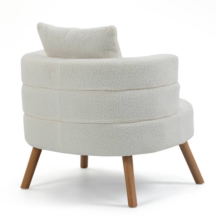 Glamour Home - Wholesale Chair - Azana White Boucle Accent Chair with Wood Legs5