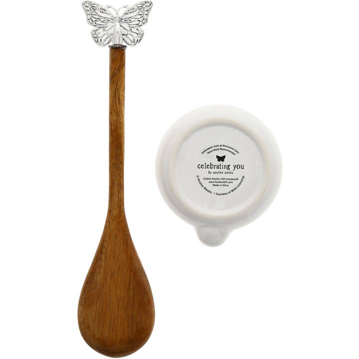 Pavilion - Wholesale Spoon Rest - Grandma - 4" Spoon Rest with Decorative Bamboo Spoon