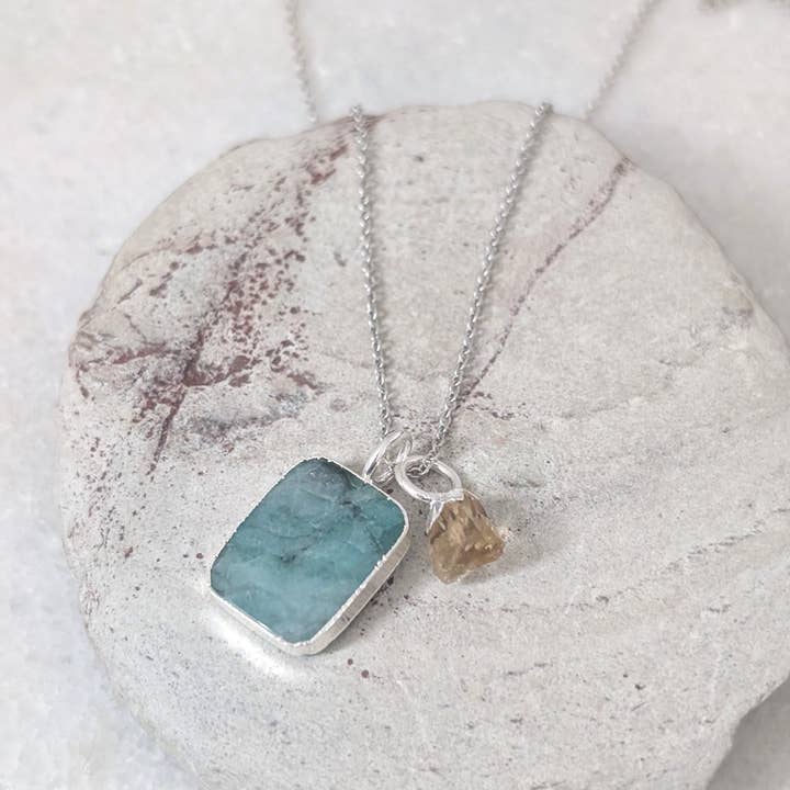 The Duo Emerald Necklace for wholesale by Lapis London