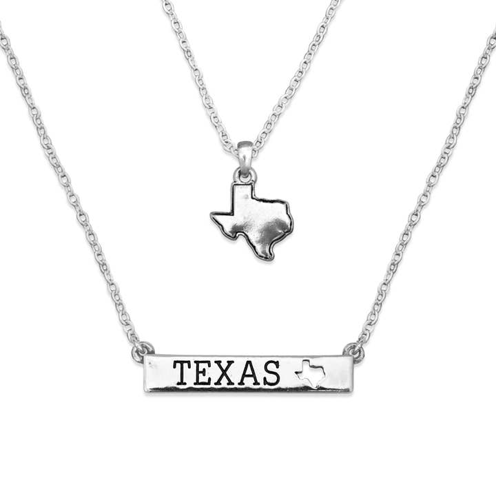 State of Texas Silver Double Down Necklace for wholesale by From The Heart