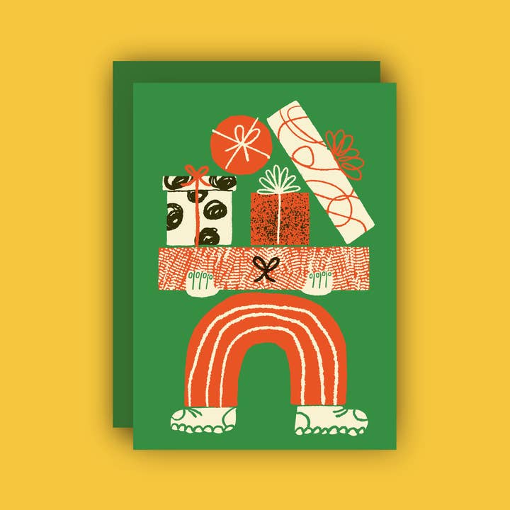 Half Pint Studio - Wholesale Season's Greetings Card - Holiday Presents Letterpress Greeting Card