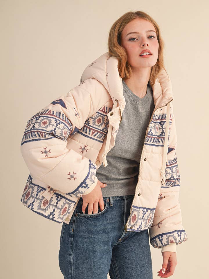 PRINTED PUFF HOODIE JACKET MJK4246 for wholesale by &MERCI